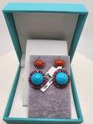 Extremely fine Victorian turquoise and diamonds with sapphire and coral earrings