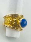 14KT Yellow Gold Etruscan Style Lapis Ring