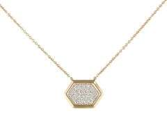New 0.52ctw Pave Diamond Hexagonal Shaped Pendant Necklace in 14K