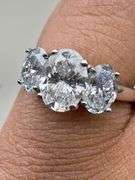 Ladies 14k White Gold Three Stone Ring With Lab Grown Diamonds
