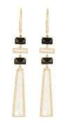 New Doves by Doron Paloma White MOP Black Onyx and 0.44ctw Diamond Dangle Earrings in 14K