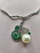 Very fine emerald and south sea with diamond necklace