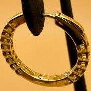 14K Yellow Gold Round Brilliant Cut Lab Diamond Hoop Earrings of 1.0ct