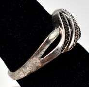 Blue and White Diamond Ring Band in Sterling Silver