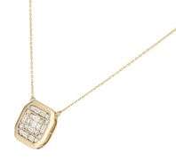 New 0.83ctw Baguette and Round Diamond Mosaic Pendant Necklace in 14K