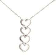0.50ctw Diamond Open Four Heart Vertical Pendant Necklace in 18K