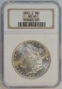 Solid blazing Gem BU 1881-S Morgan Silver Dollar. NGC MS65