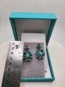 Extremely fine Victorian turquoise and diamonds with sapphire earrings