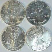 4 Diff. 1986 to 1999 Superb Gem BU better date $1 Silver Eagles