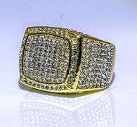 Men's Bold 14 Kt Gold Plate 17.5 Cttw Lab Simulated Diamond Ring