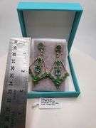 Very high quality hand made emerald and diamonds on silver earrings