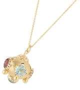 Multi Gemstone Lantern Style Satin Finish Pendant Necklace in 14K