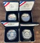 2 2000 Library of Congress & 2 2002 West Point Gem PRF Silver $1's in original velvet box