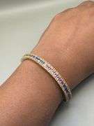 14K Yellow Gold Multi Colored Princess Cut Sapphires Tennis Bracelet