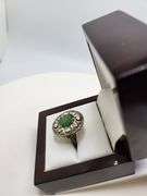 Extremely fine Victorian emerald and diamonds ring on silver