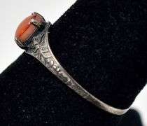 Orange Shell Gemstone Ring in Sterling Silver