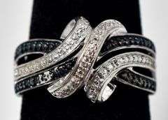 Blue and White Diamond Ring in Sterling Silver