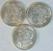 Choice 1921 P-D-S Morgan Silver Dollars. Lustrous