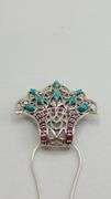 925 Sterling Silver Filigree Design Turquoise And Red Stone Details Necklace