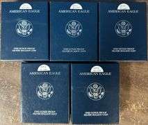 5 Gem Ultra Cameo Proof $1 Silver Eagles in boxes (no certs)