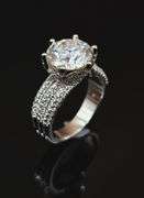 Huge 14 K White Gold Plate 5 Ct Sparkling White Ice Lab Simulated Diamond Ring