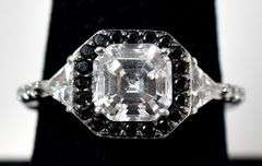 CZ Gemstone and Black Spinel Gemstone Ring in Sterling Silver