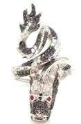 18kt White gold 2.25ctw black and white diamond dragon ring