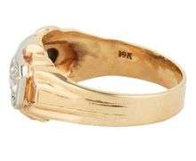 0.54ctw European Diamond Three Stone Two Tone Art Deco Ring in 10K