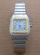 CARTIER MEN'S AUTOMATIC 18K AND STAINLESS STEEL SANTOS WATCH 29MM