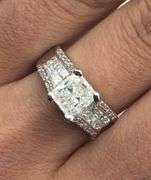 Radiant cut 18k White Gold Natural Diamond Engagement Ring