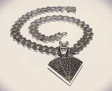 Dazzling Huge 103.5 Gram 18 Kt White Gold Plate Simulated Diamond Chain Pendant Necklace