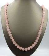 Pink quartz bead ball necklace