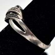 Blue and White Diamond Ring Band in Sterling Silver