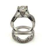 14 Kt White Gold Plate 2.75 Ct Lab Simulated Diamond 2 Band Engagement Ring Set