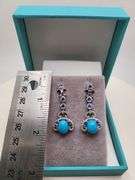 Extremely fine Victorian turquoise and diamonds with sapphire earrings