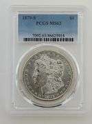 1879 S Morgan Silver Dollar, PCGS MS63