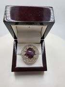 Natural star ruby 21ctw with sapphire accent set in silver ring