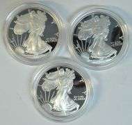 2003, 2005, & 2006 Gem Ultra Cameo Proof $1 Silver Eagles in boxes (no certs)