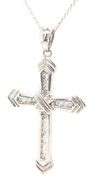 14kt White gold 0.25ctw channel set diamond cross pendant on chain