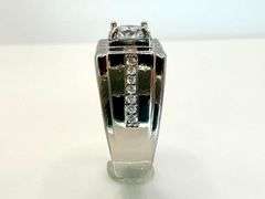Men's 14 Kt White Gold Plate 2.5 Ctw Lab Simulated Diamond Ring