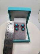 Extremely fine Victorian turquoise and diamonds with ruby earrings
