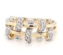 14kt Yellow gold basket wave diamond band