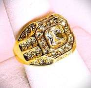 Men's Bold 14 Kt Yellow Gold Plate 4.65 Cttw Lab Simulated Diamond Ring