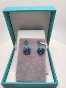 Extremely fine Victorian turquoise and diamonds with sapphire earrings