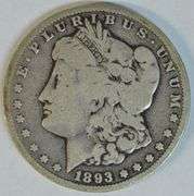 Ultra Rare 1893-CC Morgan Silver Dollar in VG/Fine