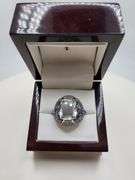 Extremely fine Victorian natural topaz, amethyst, diamonds ring on silver