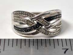 White and Blue Diamond Ring in Sterling Silver