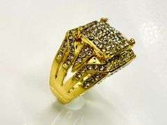 Men's 14 Kt  Yellow Gold Plate 7.75 Cttw. Lab Simulated Diamond Ring.