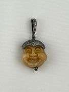 Sterling Silver Laughing Buddha Jadeite Jade Pendant With Diamond