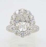 Designer Rahaminov GIA 3.84CTW Earth Mined Oval Diamond Ring